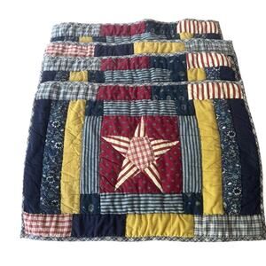 VHC Brand Country Patchwork Quilt Star America Placemats Set of 4 Cotton 12x17"